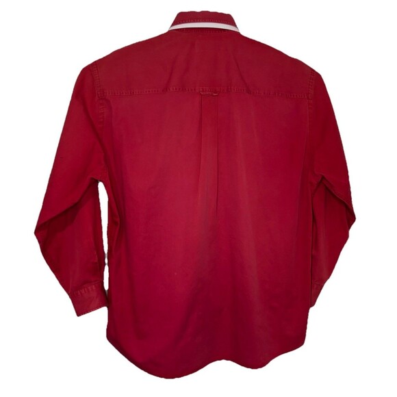 VINTAGE Lands End Shirt Mens Large 16-16.5 Faded Barn Red Long Sleeve Button - Picture 2 of 10